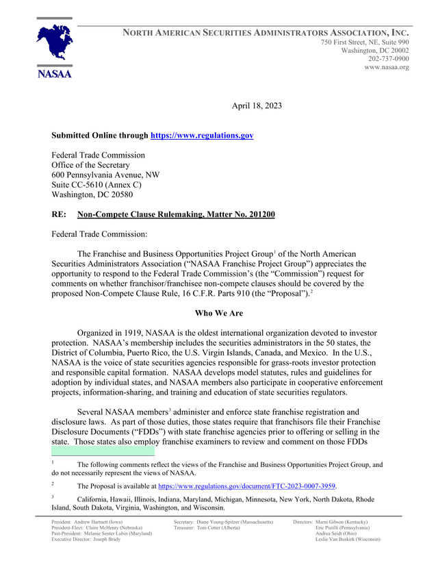 Non Compete Clause Rulemaking Comments screenshot