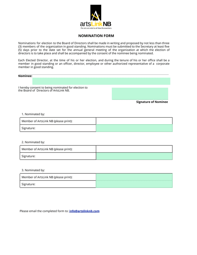 NOMINATION FORM screenshot