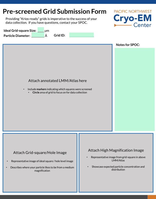 Pre Screened Grid Submission Form screenshot
