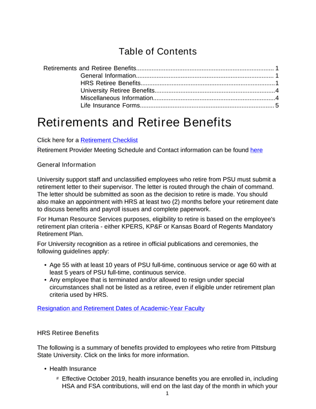 Retirements And Retiree Benefits screenshot