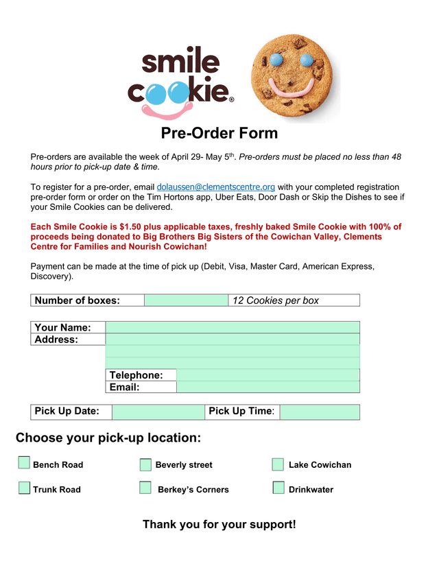 Pre Order Form screenshot