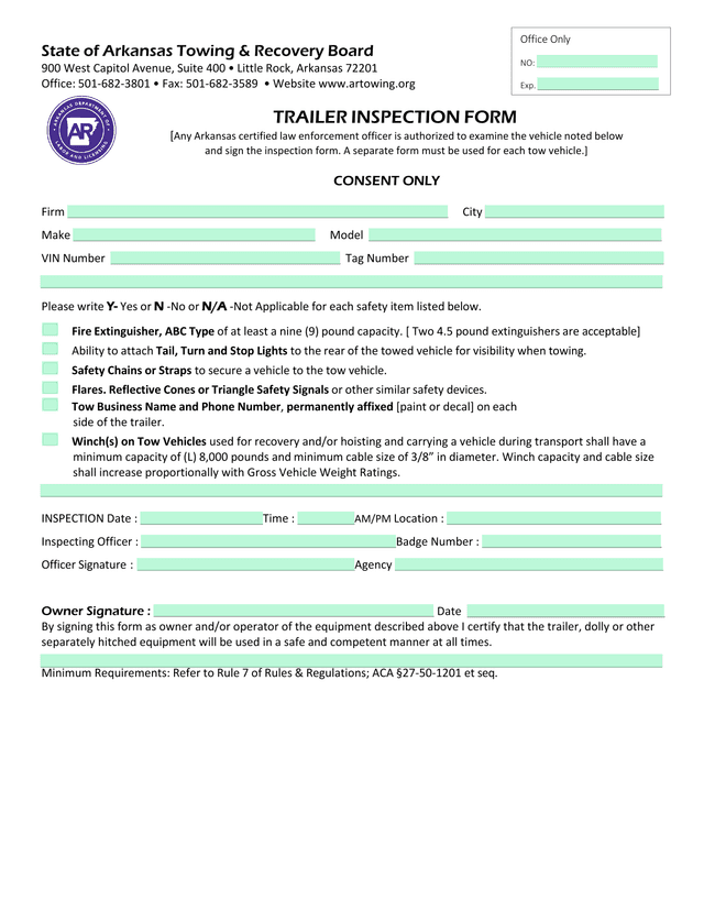 Trailer Inspection Form screenshot