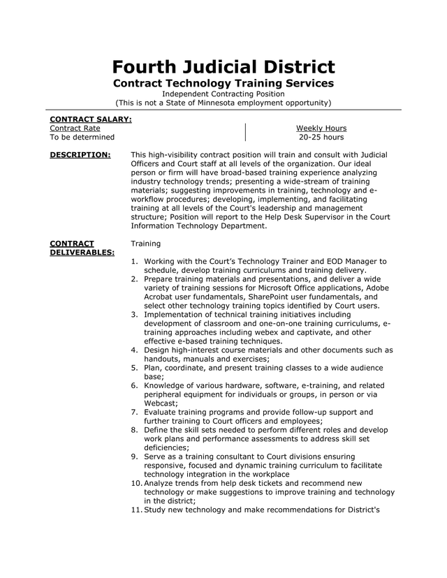 Fourth Judicial District Contract Technology Training Services screenshot