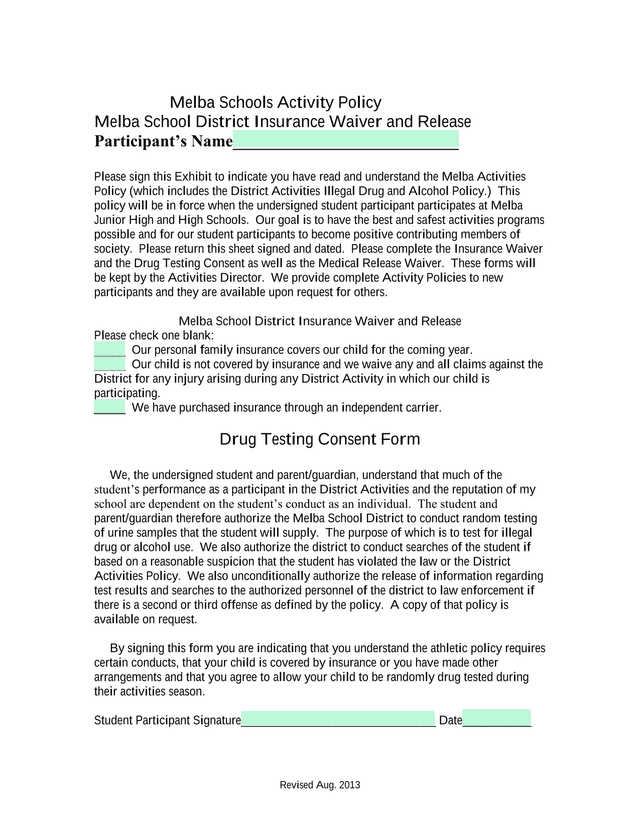 Melba Schools Activity Policy screenshot