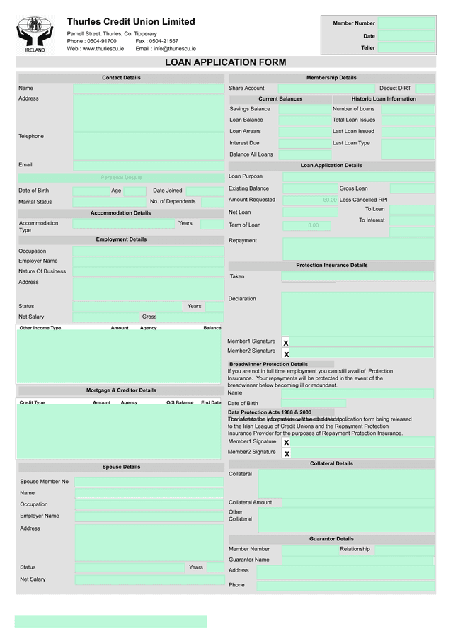 Loan Application Form screenshot
