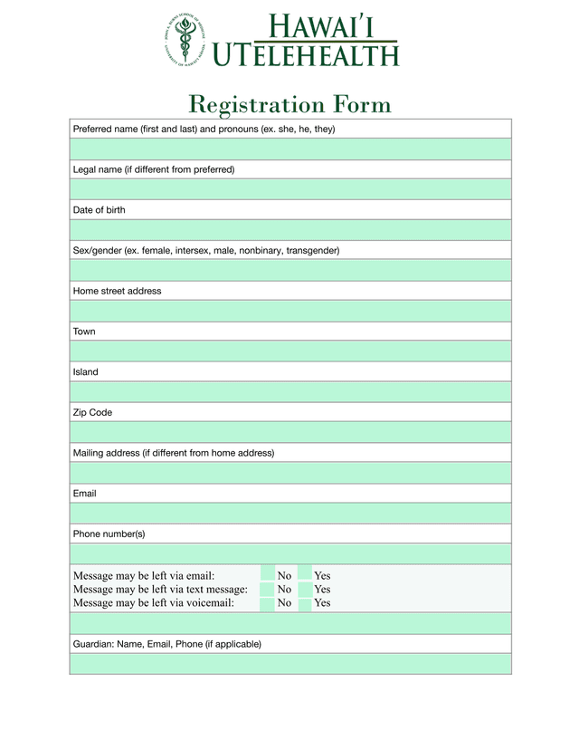 Registration Form screenshot