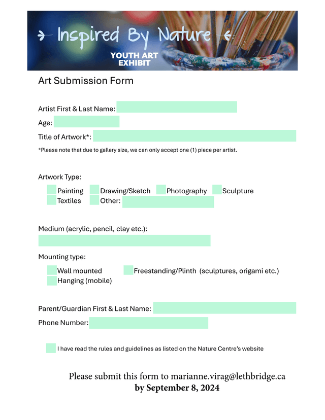 Art Submission Form screenshot