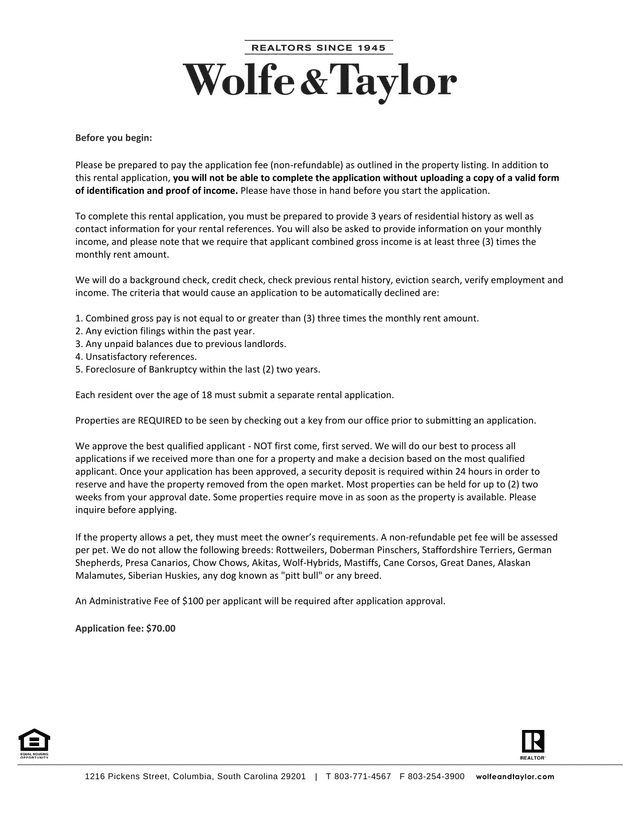Rental Application screenshot