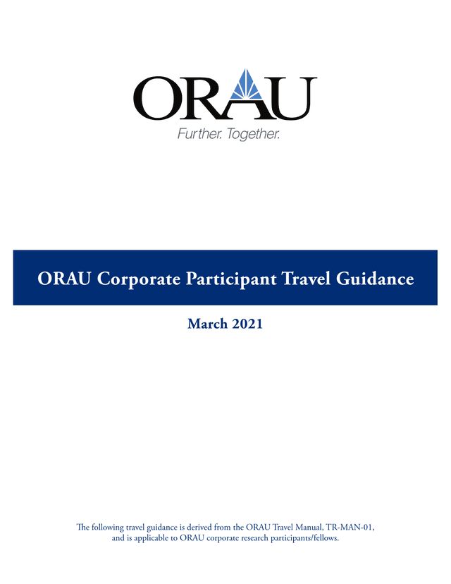 ORAU Corporate Participant Travel Guidance screenshot