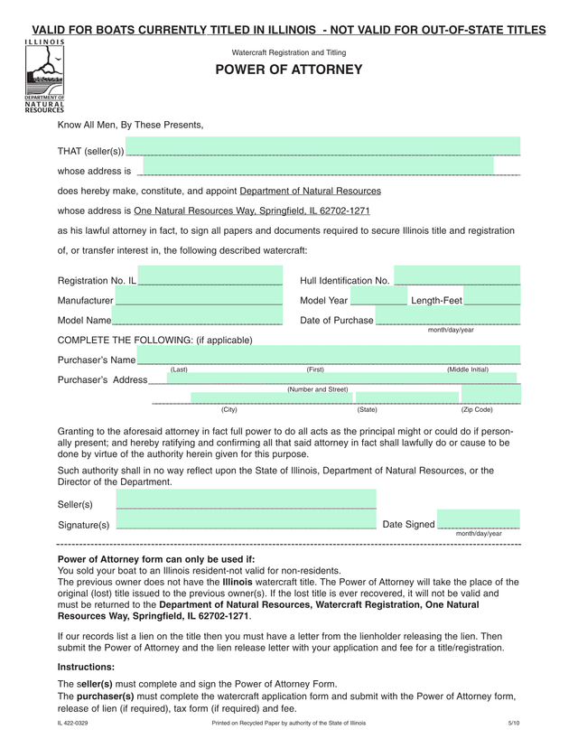 Watercraft Registration And Titling Power Of Attorney screenshot