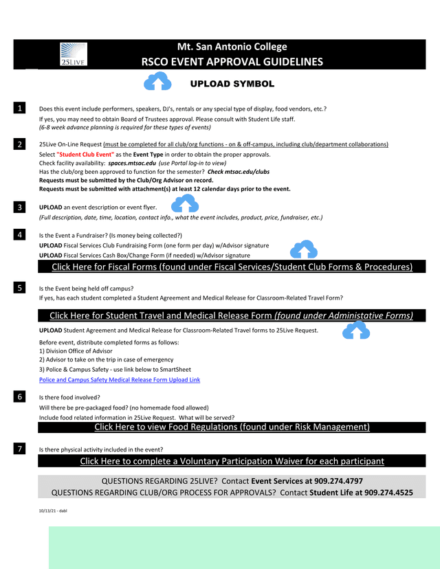 RSCO Event Approval Guidelines screenshot