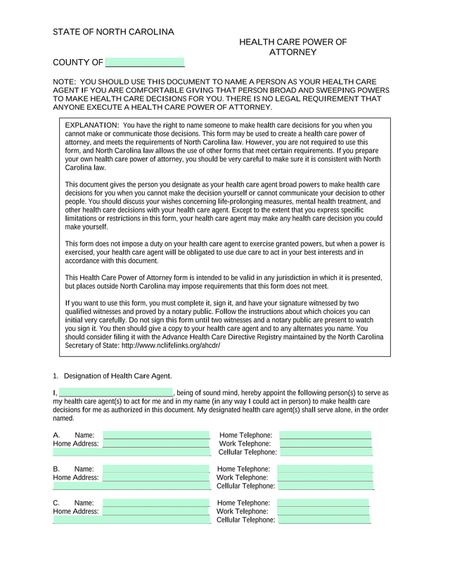 Health Care Power Of Attorney screenshot