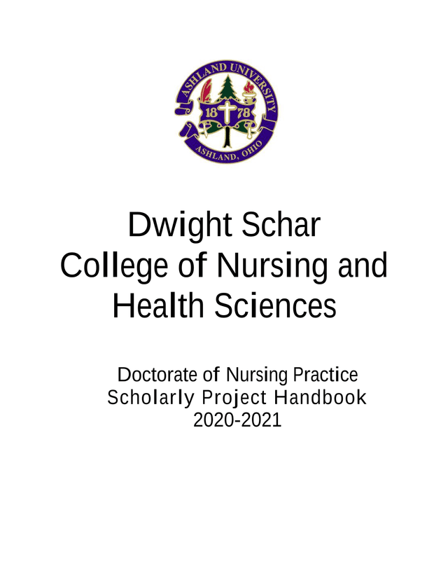 Doctorate Of Nursing Practice Scholarly Project Handbook 2020 2021 screenshot