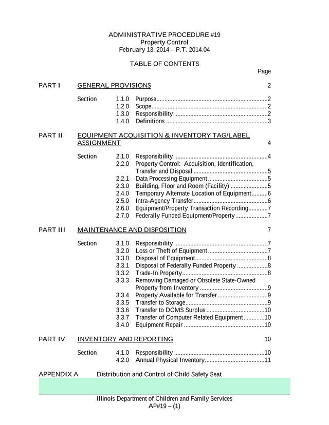 Administrative Procedure 19   Property Control screenshot