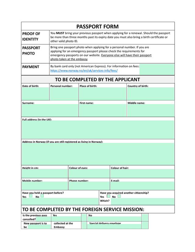 PASSPORT FORM PROOF OF IDENTITY screenshot