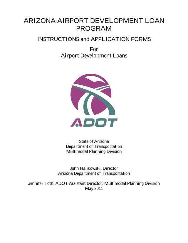 Arizona Airport Development Loan Program Instructions And Application Forms screenshot