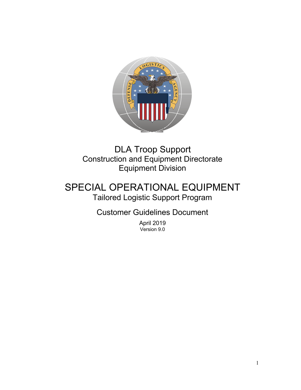 Special Operational Equipment Tailored Logistic Support Program Customer Guidelines Document screenshot