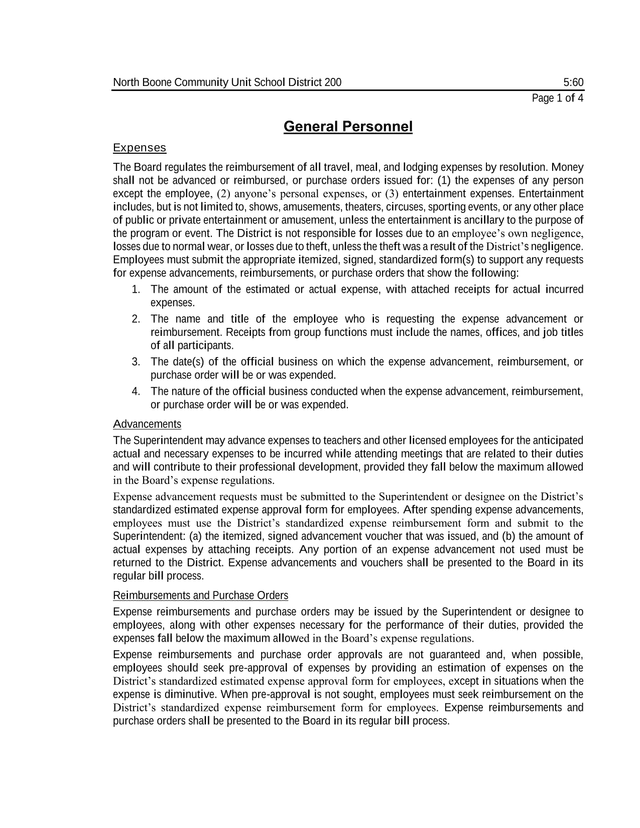 Expenses Policy screenshot