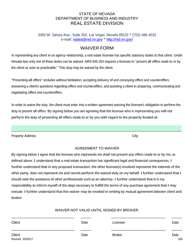 WAIVER FORM screenshot