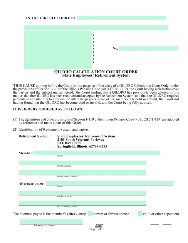 QILDRO Calculation Court Order screenshot