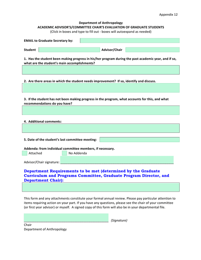 Academic AdvisorSCommittee ChairS Evaluation Of Graduate Students screenshot