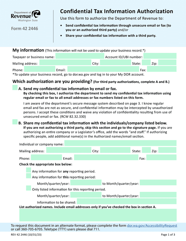 Confidential Tax Information Authorization screenshot