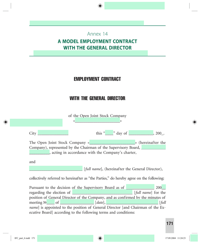 Model Employment Contract With The General Director screenshot