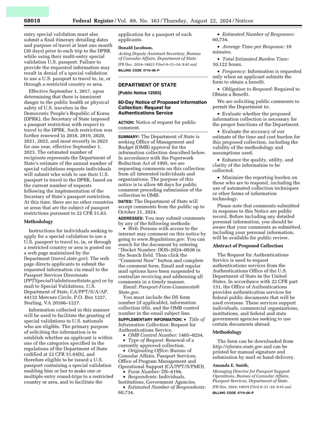 Federal Register Vol. 89, No. 163 screenshot