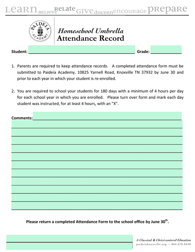 Attendance Record screenshot