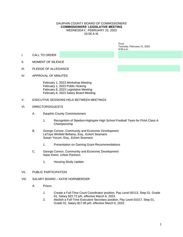 Dauphin County Board Of Commissioners Legislative Meeting screenshot