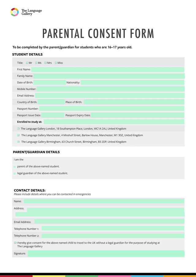 Parental Consent Form For Student Travel screenshot