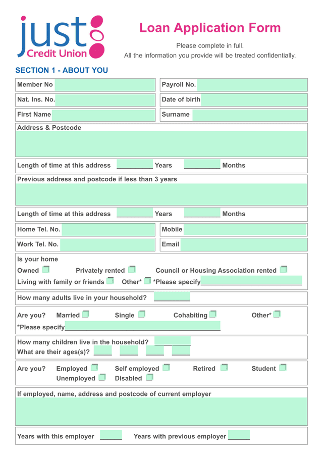 Loan Application Form screenshot