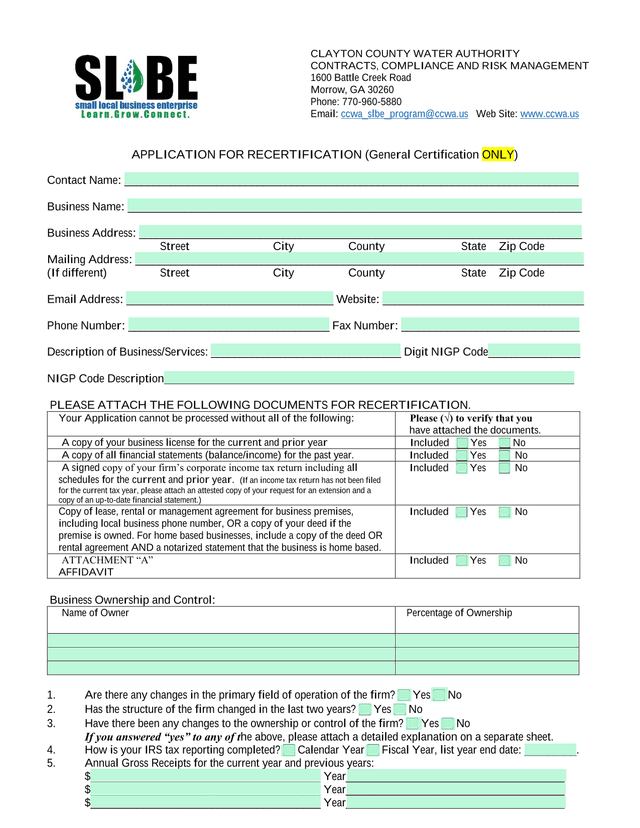 Application For Recertification (General Certification ONLY) screenshot