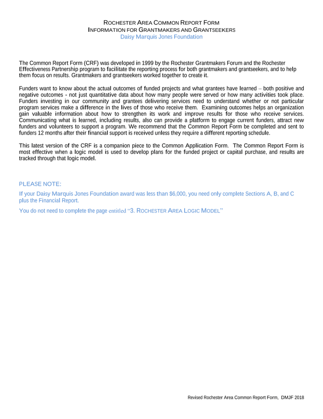 Revised Rochester Area Common Report Form, DMJF 2018 screenshot