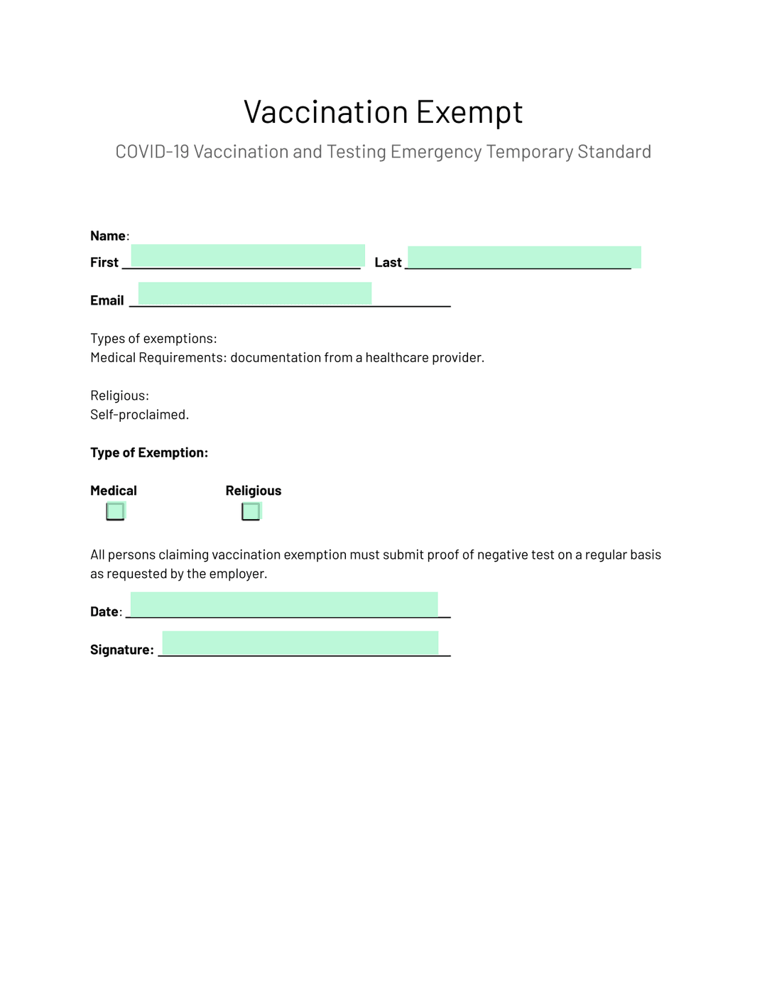 Vaccine Exemption