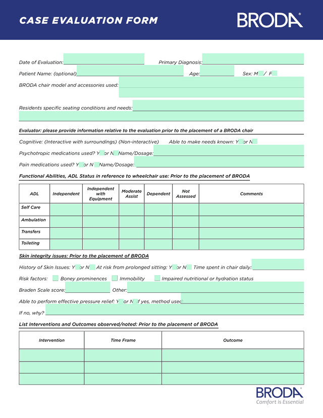 CASE EVALUATION FORM screenshot
