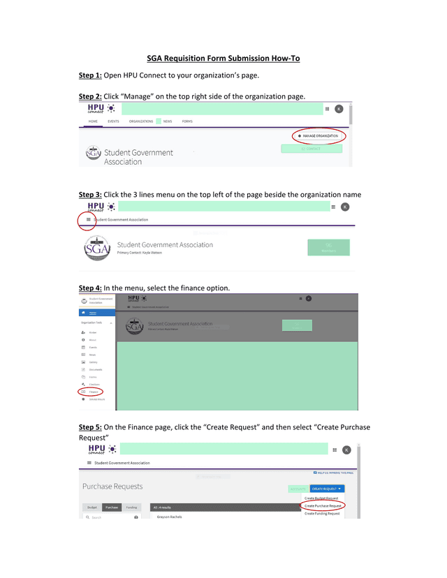 SGA Requisition Form Submission How To screenshot