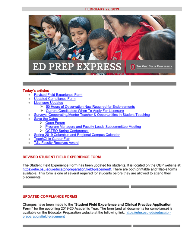 Field Experience And Licensure Updates screenshot