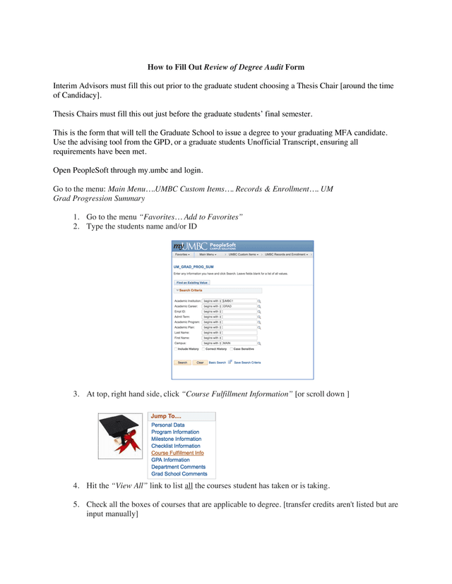 Review Of Degree Audit Form screenshot