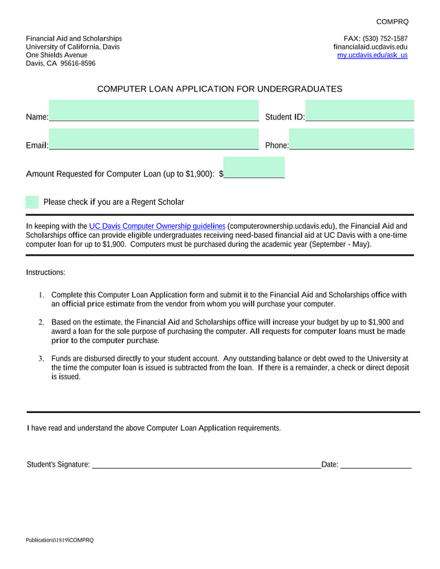 Computer Loan Application For Undergraduates screenshot