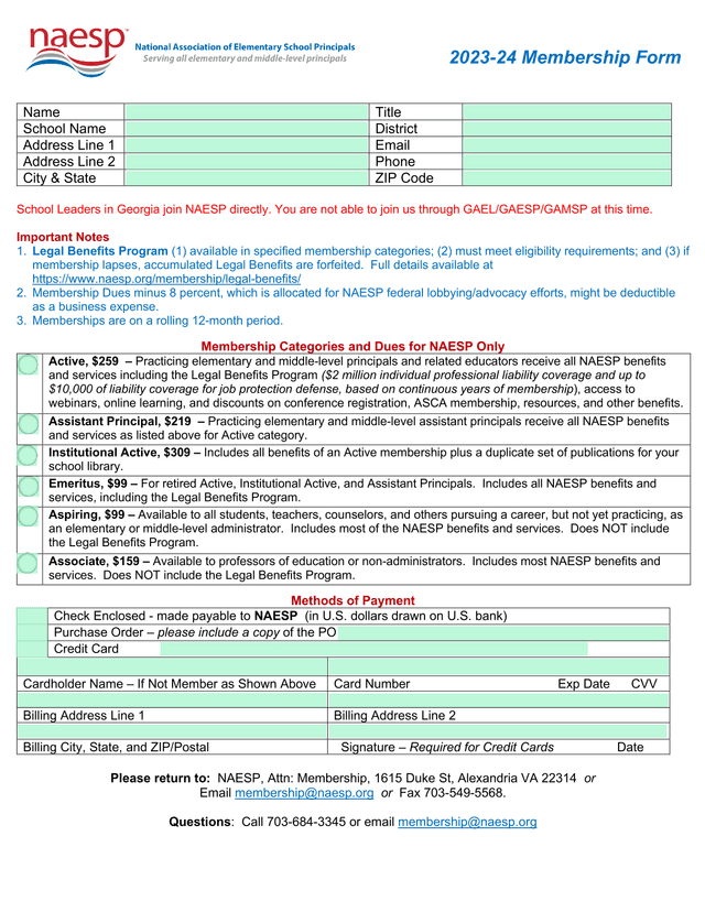 2023 24 Membership Form screenshot
