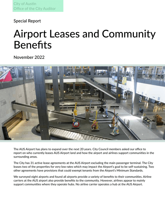 Airport Leases And Community Benefits Special Report screenshot