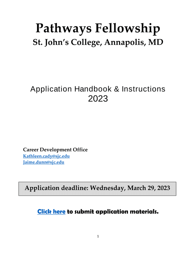 Pathways Fellowship Application Handbook  Instructions screenshot