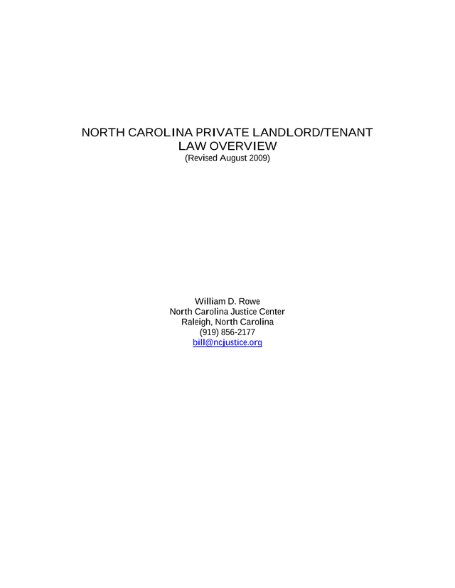 North Carolina Private LandlordTenant Law Overview screenshot