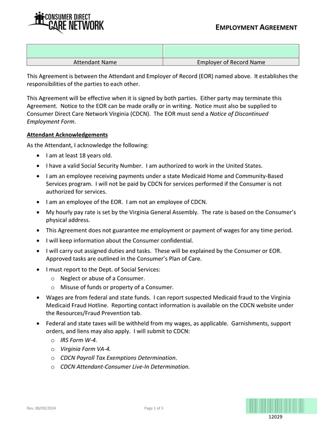 Employment Agreement screenshot