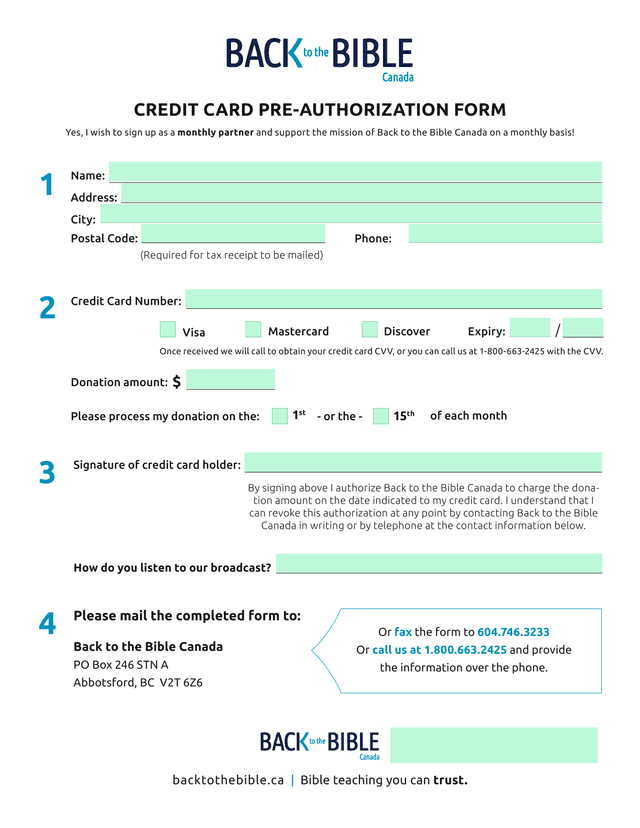Credit Card Pre Authorization Form screenshot