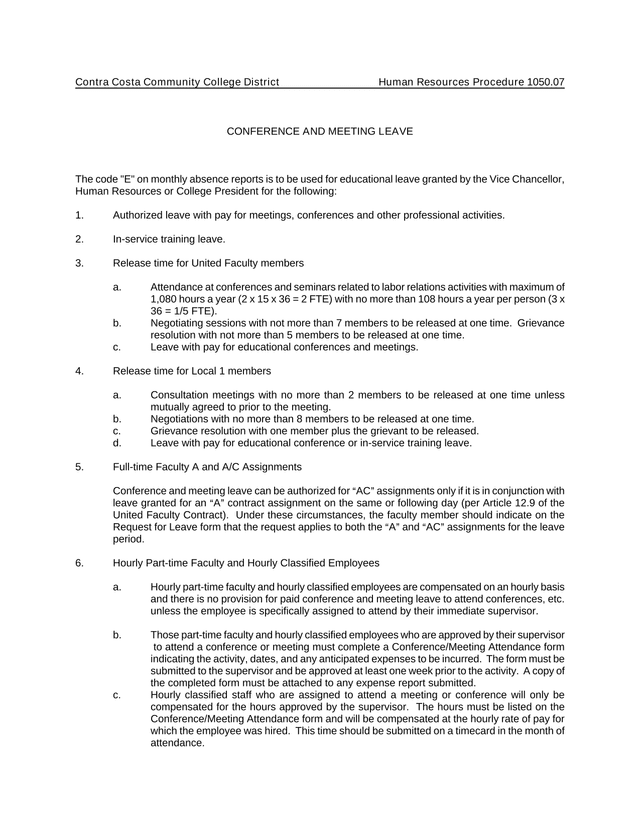 Conference And Meeting Leave Procedure screenshot