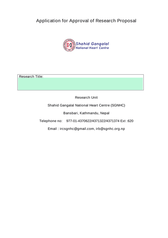 Application For Approval Of Research Proposal screenshot