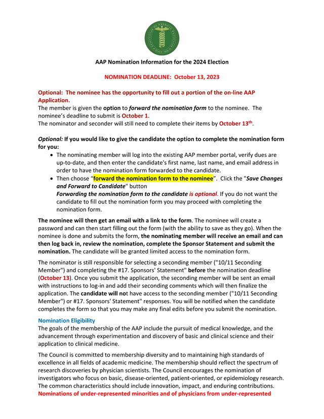 AAP Nomination Information For The 2024 Election screenshot