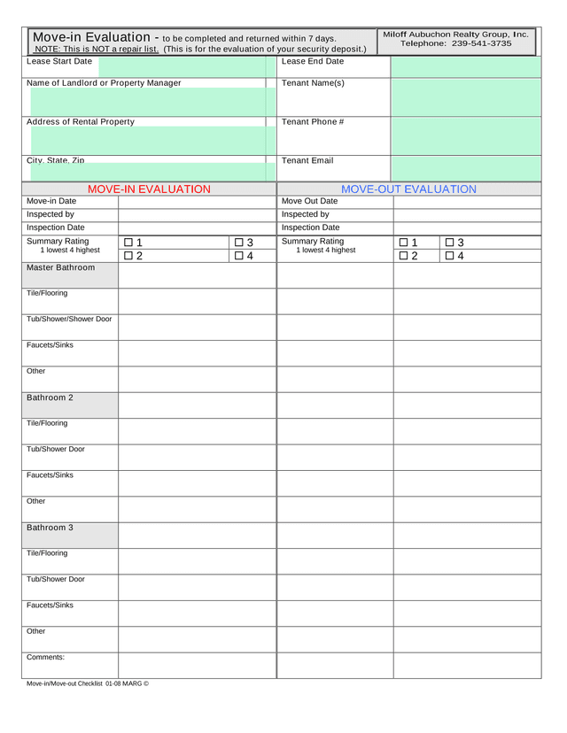 Move InMove Out Checklist screenshot